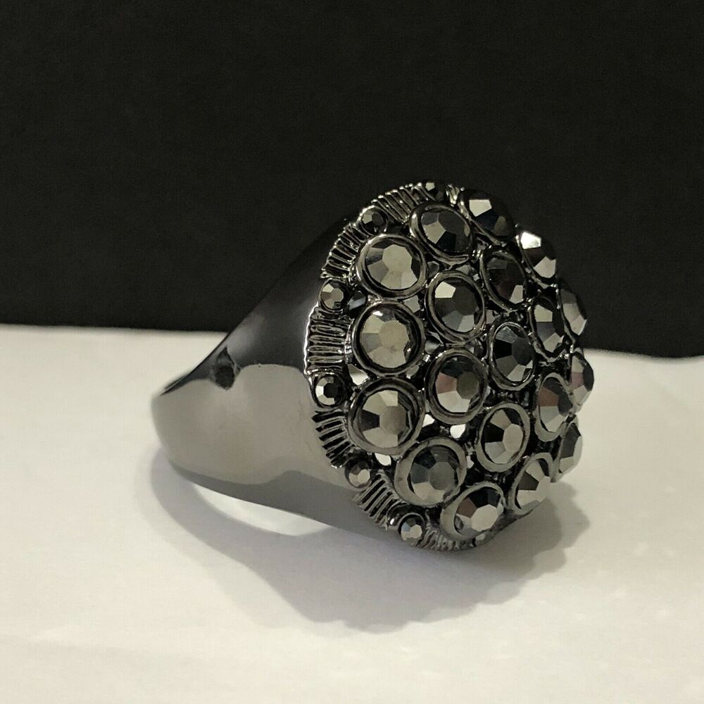 Nwot Premier Designs Jewelry Galaxy Ring Hematite Plated With Crystals Sz 12 View 4